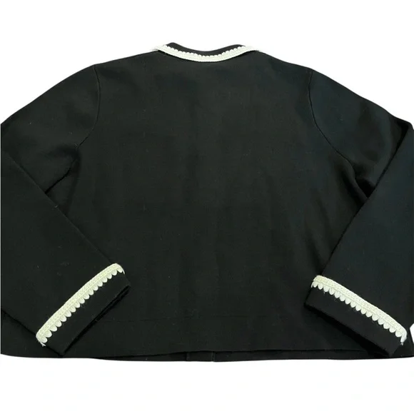 Sézane Betty Cardigan Black Ecru Crochet Trim Parisian Chic XXL Sz 12 NWOT - Picture 4 of 6